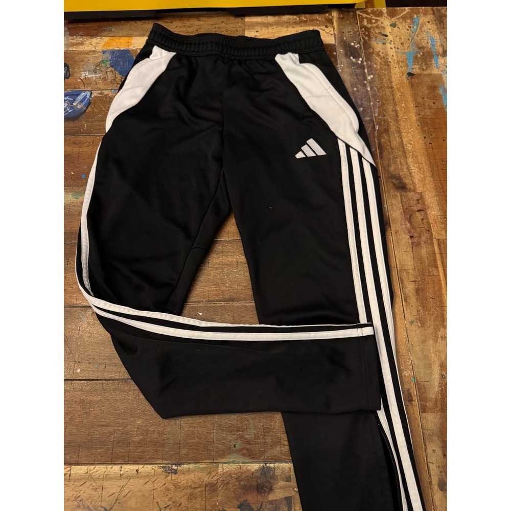 Adidas Mens Soccer Training Pants Black White Tapered Joggers Size S